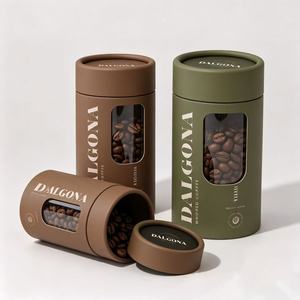 Tube à café en papier kraft écologique avec fenêtre transparente, boîte cylindrique recyclable pour le stockage des grains de café - Product Image 2