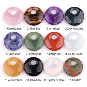 30mm batu mawar alami kuarsa mata harimau Aventurine lagoo liontin lubang besar donat lingkaran manik-manik menawan membuat perhiasan pesona - Product Image 2