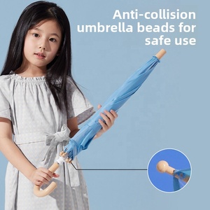 Parapluie <span class=keywords><strong>droit</strong></span> pour enfants, léger, manuel, à ouverture sécurisée par poussée et traction, avec poignée incurvée en matière biodégradable et embouts de sécurité ronds, pour usage quotidien en extérieur - Product Image 3