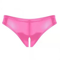 S-3XL 웨트룩 PVC 크로치리스 오픈 크로치 브리프 샤이니 PU 레더 비키니 쇼츠 타이즈 섹시 탕가 클럽웨어 여성 속옷 팬티