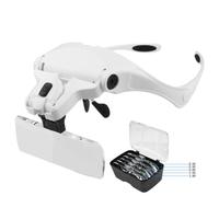 Lunettes loupe à bandeau, support Portable, tête lunettes, support Interchangeable, loupe à bandeau avec 2 lumières LED 5 lentilles