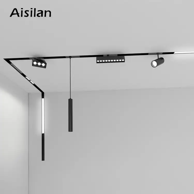 Aisilan स्मार्ट वाईफाई एप्लिकेशन को नियंत्रण सक्शन फ्लैट बाढ़ स्पॉट लाइट चुंबकीय दीवार ट्रैक लटकन सुर्खियों का नेतृत्व किया