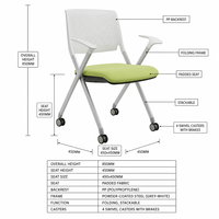 Chaise de formation pliable et empilable, mobile, hauteur d'assise 450 mm, robuste, pour projets gouvernementaux et scolaires, fourniture pour appels d'offres