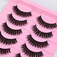 Faux cils 3D en vison synthétique, lot de 10 paires, épais, bouclés, aspect naturel, cils monobloc, marché russe