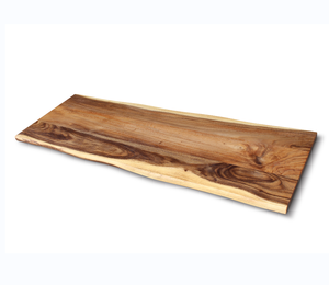 Encimera de cocina moderna, mesa de madera natural con borde vivo, mesas de comedor, madera de nueces