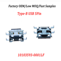 10103593-0001LF Conector Micro USB Tipo-B de 5 pines, receptáculo SMT de montaje medio con 4 patas, puerto de carga para drones y PCB portátiles