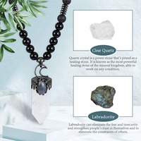 Vente en gros collier en pierre naturelle pierre de lave onyx collier de perles Labradorite cristal blanc breloque bijoux de guérison pour femmes hommes