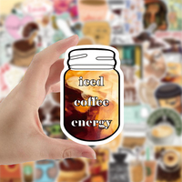 Pegatinas de café con dibujos de grafiti para portátil, decoración del hogar, pegatina personalizada de PVC, taza de agua, 50 Uds.