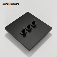 BAOBEN 86 Model British Standard Frosted Matte Black Wall-mounted Concealed Socket Cocok untuk Penggunaan Rumah Tangga