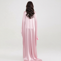 Lignes Pink Glansrijke Satijnen Vleermuismouwjurk Muslimah Abaya voor Moslima's Feestkleding