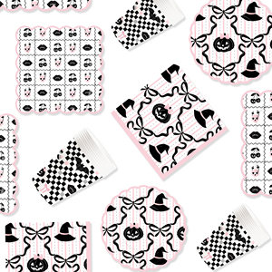 Juego de Vajilla Rosa DAMAI para Fiesta de Halloween con Decoraciones de Cerezas y Lazos, Incluye Platos, Vasos y Servilletas de Papel para 8 Personas - Product Image 3