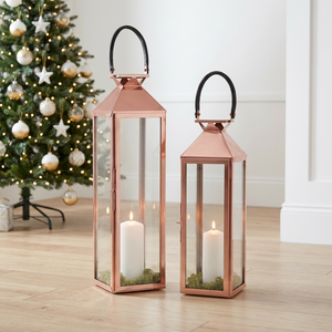Wholesale <b>Tall</b> Stainless Steel Copper Plated Candle <b>Lanterns</b> for Christmas Home Decoration - Product Image 1