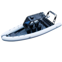 Bateaux pneumatiques commerciaux à double coque rigide en aluminium Hypalon Orca Rhib760 de grande capacité