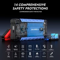 SHARMEAL Batterie au lithium 6400 mAh, booster portable, démarreur de voiture d'urgence, batterie externe, démarreur de batterie de voiture 12 V pour voiture