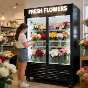 Congelador vertical de doble puerta de alta calidad con enfriamiento por ventilador, vitrina expositora de flores COLDSTAR - Product Image 4