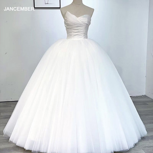 French Satin <b>Bra</b> Wedding Dress New Bride Wedding Simple Retro High Grade Gentle Style Dresses WM47 - Product Image 1