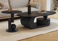 Table basse créative de style crème, ovale, pour petit appartement, style italien minimaliste, plateau en roche, table à thé