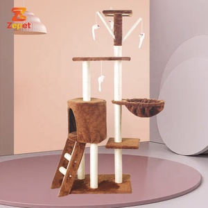 Arbre à chat de luxe <span class=keywords><strong>du</strong></span> sol au plafond, grande tour à chat en bois avec griffoir pour chat Maine Coon - Product Image 3