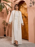 Abaya Uni Wholesale Dubaï 2026, Kaftan Turc Modeste, Kimono Élégant avec Appliques, Abaya Ouverte avec Ceinture, Robe Musulmane pour Femme