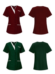Stampa alla moda Logo personalizzato uniformi comode da donna abiti da ospedale da uomo con top tute da Scrub tinta unita per medici e infermieri - Product Image 2