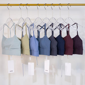 Benutzer definiertes Logo Einfarbig Soft Cross Back Y Linie Träger Frauen Strumpfhosen Yoga BH Top Fitness Sport BH - Product Image 3