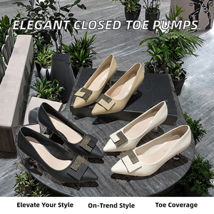Wholesale Office Shoes Spring Solid Fashion <b>Closed</b> <b>Toe</b> Design Light Elegant Thin High <b>Heels</b> Femme Dress Shoes Ladies Pumps - Product Image 2