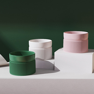 Manufacturer Wholesale White Green pink <strong>Dog</strong> Ceramic <strong>Bowl</strong> with Elevated Bottom - Product Image 1
