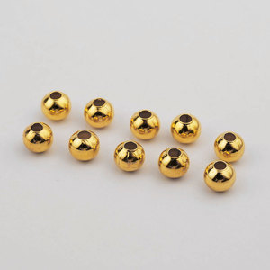 14K Gold Plated Round <b>Beads</b> Iron Hollow Spacer <b>For</b> <b>Bracelet</b> Making - Product Image 3
