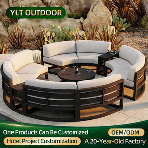 Moderne Hotelvilla Buiten Slijtvast Aluminium Frame Ronde Tuinbank Buitenterras Meubilair <span class=keywords><strong>Set</strong></span> Met Waterdicht Kussen - Product Image 1