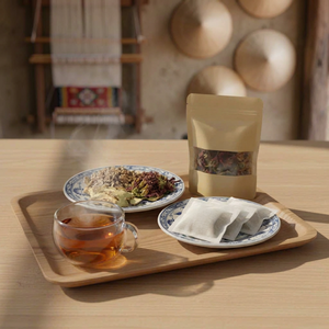 ชาสมุนไพรแบบซอง 2 กรัม รับผลิตแบรนด์ส่วนตัว (OEM) รากมอรินดาสีม่วง (Abelmoschus) ได้มาตรฐานสากล - Product Image 1