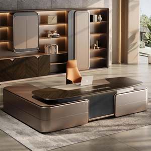 Ensemble bureau et chaise <span class=keywords><strong>de</strong></span> direction, bureau en L moderne et simple <span class=keywords><strong>avec</strong></span> armoire latérale, luxe léger haut <span class=keywords><strong>de</strong></span> gamme pour président/CEO - Product Image 4