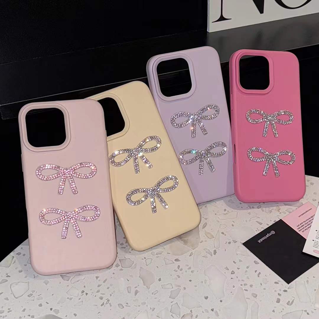 Summer Cute Design 3D Diamond Bow Phone Case for iPhone 16
