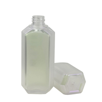 Flacon de parfum vide rechargeable en plastique Polygon pour cosmétiques et parfums, avec pompe pulvérisatrice et couvercle effet goutte d'eau, vente en gros