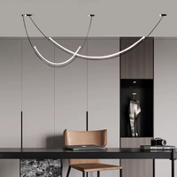 Suspension LED linéaire moderne à hauteur réglable, ovale en métal, pour îlot de cuisine, salle à manger, éclairage de projet, installation facile