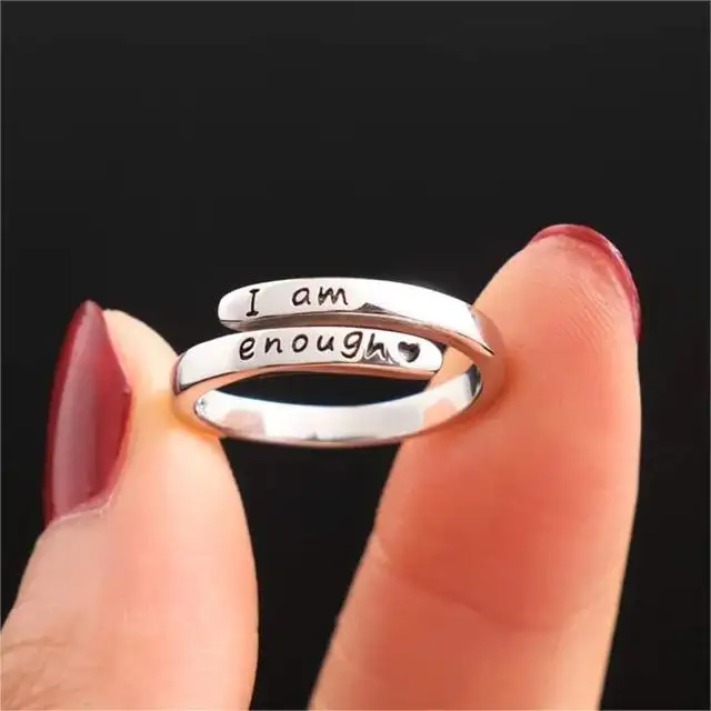 Fine Jewelry Rings 925 Sterling Silver i am enough mother's gift Couple Ring For Women Men