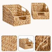 Panier de rangement tissé en rotin naturel avec poignées intégrées