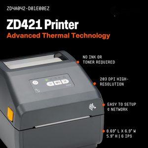เครื่องพิมพ์ฉลากความร้อนแบบตั้งโต๊ะ ZD421 ความละเอียด 203 300 dpi รองรับการพิมพ์บาร์โค้ดผ่าน USB - Product Image 3