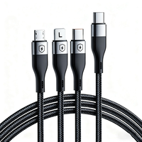 Câble de charge multi USB-C personnalisé OEM ODM avec logo, câble de charge tressé en nylon 3 en 1, cordon de charge multiple