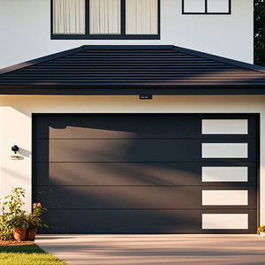Portes <span class=keywords><strong>de</strong></span> <span class=keywords><strong>garage</strong></span> modernes à isolation thermique, panneaux lisses noir mat, couleurs personnalisées, norme européenne, pour villas - Product Image 6