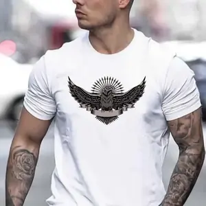 T-Shirt mit Adelmuster, herren lässiger Street-Stil leicht dehnbarer Runder Nacken T-Shirt für Sommer Herbst Lagerbestand