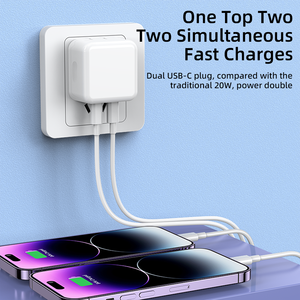 <span class=keywords><strong>Chargeur</strong></span> mural double port 40W PD avec 2 ports USB-C, charge <span class=keywords><strong>rapide</strong></span> 20W, prise US/EU pour téléphones mobiles - Product Image 4