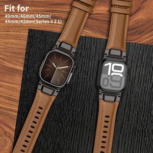 สายนาฬิกาหนังสำหรับ <span class=keywords><strong>Apple</strong></span> <span class=keywords><strong>Watch</strong></span> Ultra 10 9 8 <span class=keywords><strong>7</strong></span>วินเทจสายหนัง Crazy Horse สำหรับผู้ชาย - Product Image 6