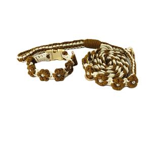 Blanco + Color caramelo Cuerda de algodón suave Nuevo patrón Collar de macramé y correa Flor con collares de perlas ABS Correas - Product Image 1