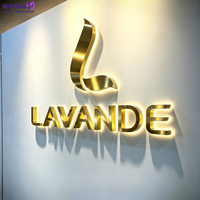 Enseigne lumineuse LED personnalisée en acier inoxydable doré 3D haute luminosité, logo mural intérieur pour bureau, comptoir de réception et plaque de porte