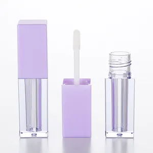 Customizable Square Transparent Dark Purple Mini Lipgloss Tubes