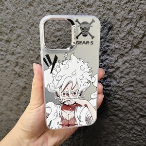 Étui de téléphone pour <span class=keywords><strong>iPhone</strong></span> <span class=keywords><strong>11</strong></span> 12 13 14 15 16 17Promax, en argent, double couche, IMD électro-plaqué, motif anime Luffy, dessin animé, coques de téléphone mobiles - Product Image 5