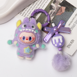 QYS Mignon porte-clés en peluche motif lapin monstre floqué, breloque de téléphone à personnaliser, pendentif pour sac, jouet - Product Image 4