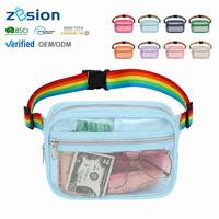 Sac banane promotionnel écologique arc-en-ciel avec logo personnalisé, sac de ceinture pour festival, cadeau d'entreprise, salon professionnel, vente en gros, OEM
