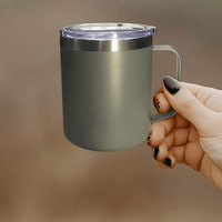 Gobelet isotherme en acier inoxydable 18/8 avec logo gravé au laser, double paroi, 12 oz, pour le camping, le lait, le café, avec poignée