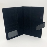 Funda Protectora para Cuaderno A5 de Cuero PU Negro, Cierre Magnético, Múltiples Ranuras para Tarjetas, Ventana Transparente para Identificación, Cubierta Personalizada para Diario
